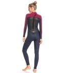 Roxy Womens 3/2mm Prologue Steamer - Flat Lock, Back Zip Wetsuit - Dark Navy/Burgundy