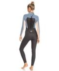 Roxy Womens 3/2mm Prologue Steamer - Flat Lock, Back Zip Wetsuit - Cloud Black/Powder Grey/Sunglow