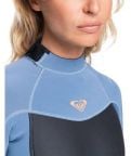 Roxy Womens 3/2mm Prologue Steamer - Flat Lock, Back Zip Wetsuit - Cloud Black/Powder Grey/Sunglow