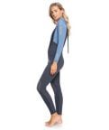Roxy Womens 3/2mm Prologue Steamer - Flat Lock, Back Zip Wetsuit - Cloud Black/Powder Grey/Sunglow