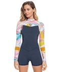 Roxy Syncro Womens 2/2 BZ Spring Suit - Jet Grey/Coral Flame/Temple Gold