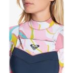 Roxy Syncro Womens 4/3 CZ Steamer Wetsuit - Jet Gry/Coral Flme/Temple Gold