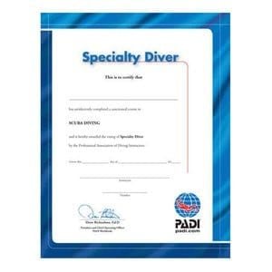PADI Specialty Diver Certificate