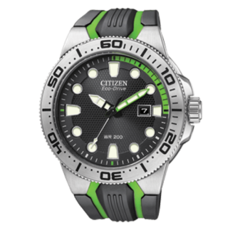 Citizen Mens Scuba Fin Eco-Drive Divers Watch | Green / Black | BN0090-01E
