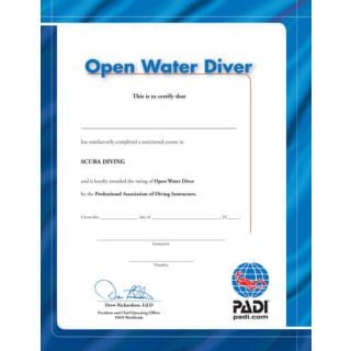 PADI Open Water Diver Wall Certificate