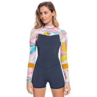 Roxy Syncro Womens 2/2 BZ Spring Suit - Jet Grey/Coral Flame/Temple Gold