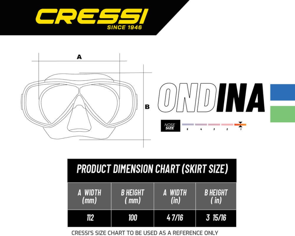 Cressi Odina Junior Mask Size Guide