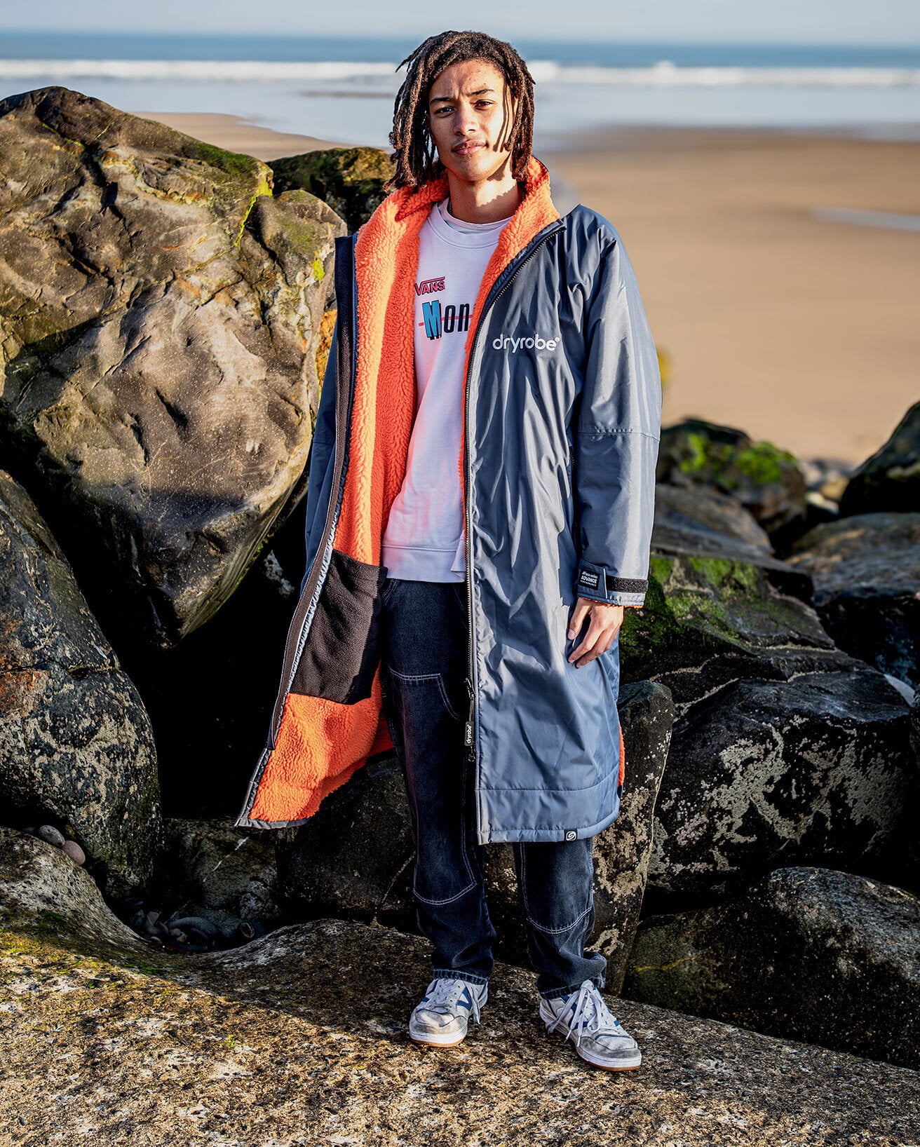 Dryrobe Advance Long Sleeve Changing Robe | Grey & Orange Dryrobe Advance Long Sleeve Changing Robe | Grey & Orange