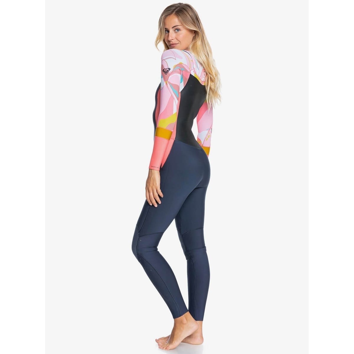 Roxy Syncro Womens 4/3 CZ Steamer Wetsuit - Jet Gry/Coral Flme/Temple Gold