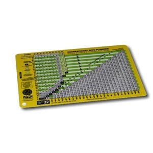PADI RDP Table - Enriched Air 32%, Metric