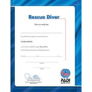 PADI Rescue Diver Certificate PADI Rescue Diver Certificate