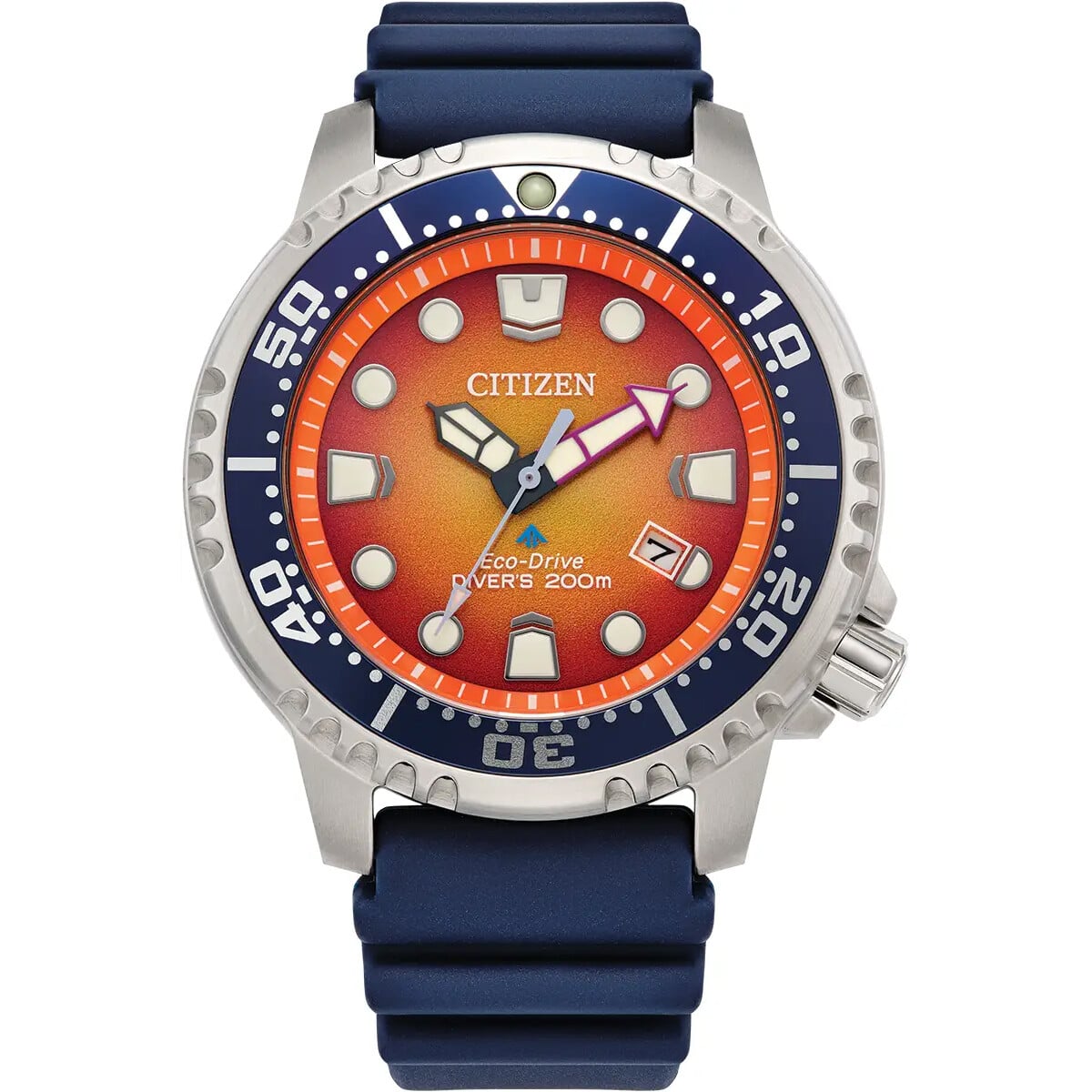 Citizen Promaster Diver Watch - Orange Face + Blue Strap BN0169-03X Citizen Promaster Diver Watch - Orange Face + Blue Strap BN0169-03X