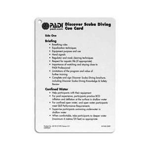 PADI Discover Scuba Diving Instructor Cue Card