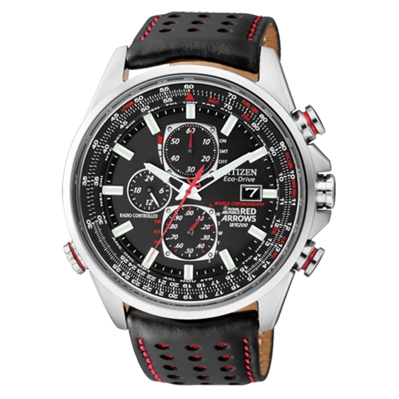 Citizen Mens Red Arrows World Chronograph - Leather Strap | AT8060-09E Citizen Mens Red Arrows World Chronograph - Leather Strap | AT8060-09E