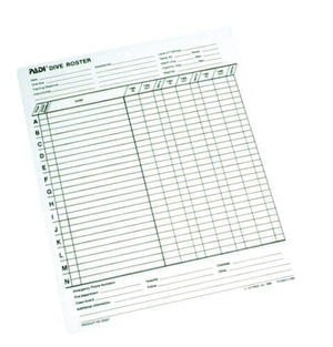 PADI Dive Roster Slate