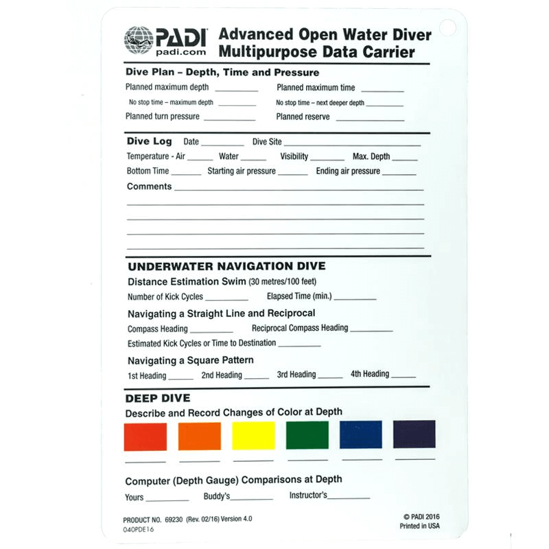 PADI Advanced Open Water Diver Crewpak SMB & Whistle PADI Advanced Open Water Diver Crewpak SMB & Whistle
