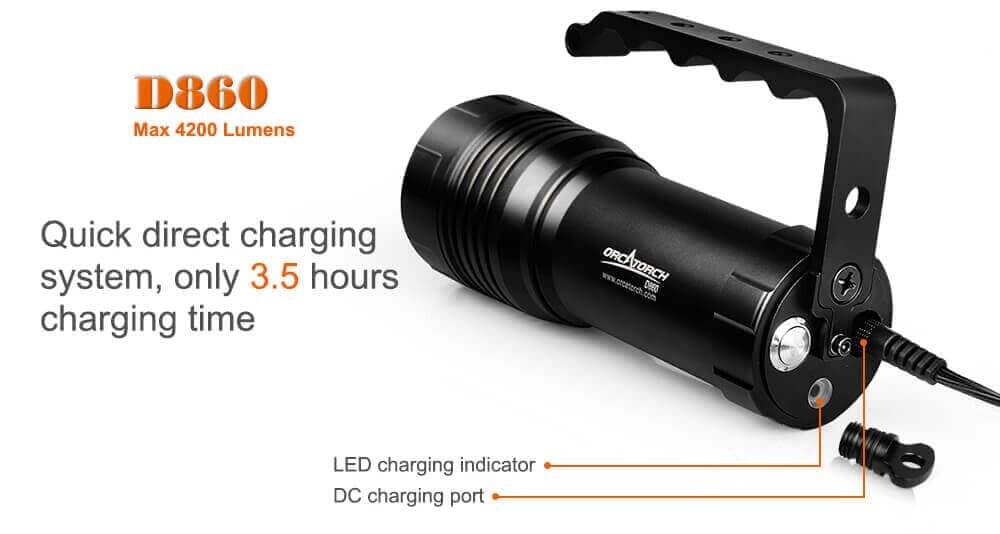 OrcaTorch D860 4200 Lumens Dive Torch OrcaTorch D860 4200 Lumens Dive Torch