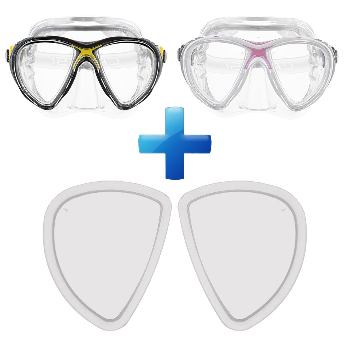 Cressi Big Eyes Evolution Crystal Mask + Fitted Prescription Lenses