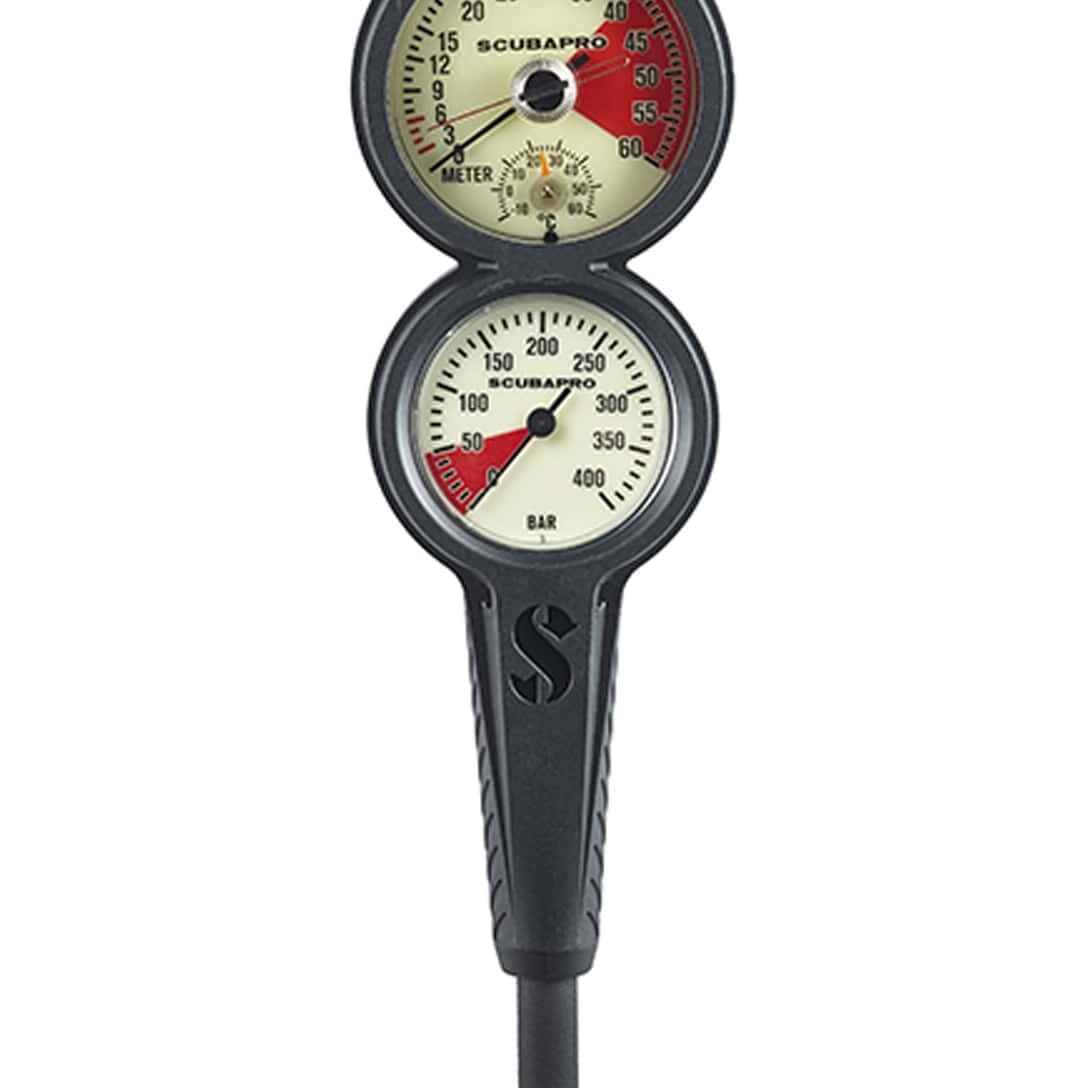 Scubapro 3 Inline 3 Gauge Console - Depth, Contents & Compass Scubapro 3 Inline 3 Gauge Console - Depth, Contents & Compass