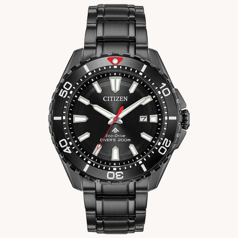 Citizen Mens Black Stainless Steel Divers Watch - BN0195-54E Citizen Mens Black Stainless Steel Divers Watch - BN0195-54E