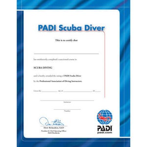 PADI Scuba Diver Certificate PADI Scuba Diver Certificate