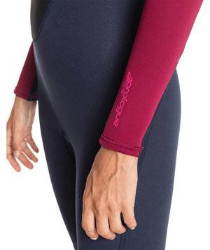 Roxy Womens 3/2mm Prologue Steamer - Flat Lock, Back Zip Wetsuit - Dark Navy/Burgundy