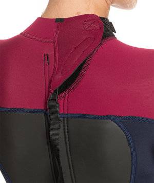 Roxy Womens 3/2mm Prologue Steamer - Flat Lock, Back Zip Wetsuit - Dark Navy/Burgundy