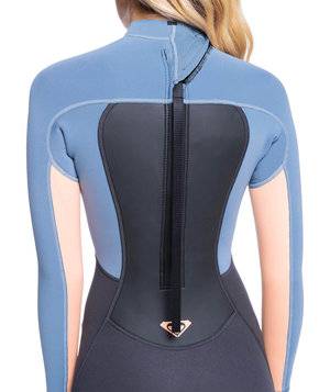 Roxy Womens 3/2mm Prologue Steamer - Flat Lock, Back Zip Wetsuit - Cloud Black/Powder Grey/Sunglow