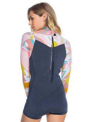 Roxy Syncro Womens 2/2 BZ Spring Suit - Jet Grey/Coral Flame/Temple Gold