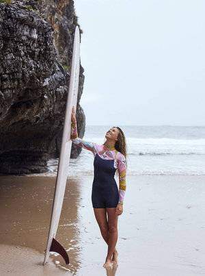 Roxy Syncro Womens 2/2 BZ Spring Suit - Jet Grey/Coral Flame/Temple Gold
