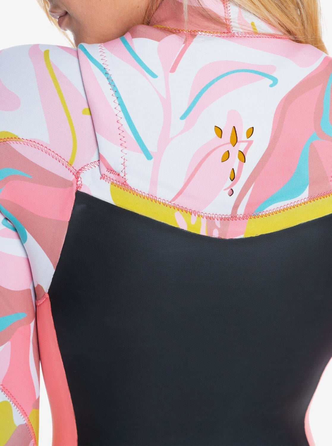 Roxy Syncro Womens 4/3 CZ Steamer Wetsuit - Jet Gry/Coral Flme/Temple Gold