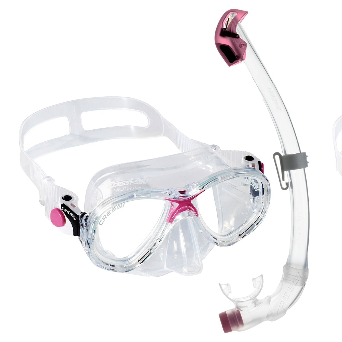 Cressi Marea Jr + Seal Dry- Kids Snorkel Combo Clear Skirt