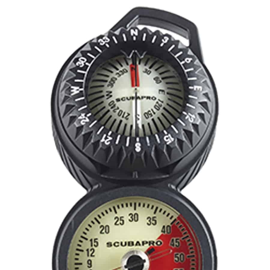 Scubapro 3 Inline 3 Gauge Console - Depth, Contents & Compass Scubapro 3 Inline 3 Gauge Console - Depth, Contents & Compass