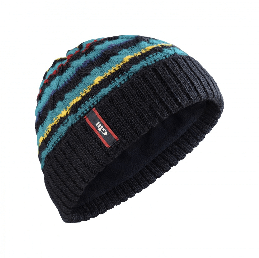 gill junior blue, black, yellow, striped beanie