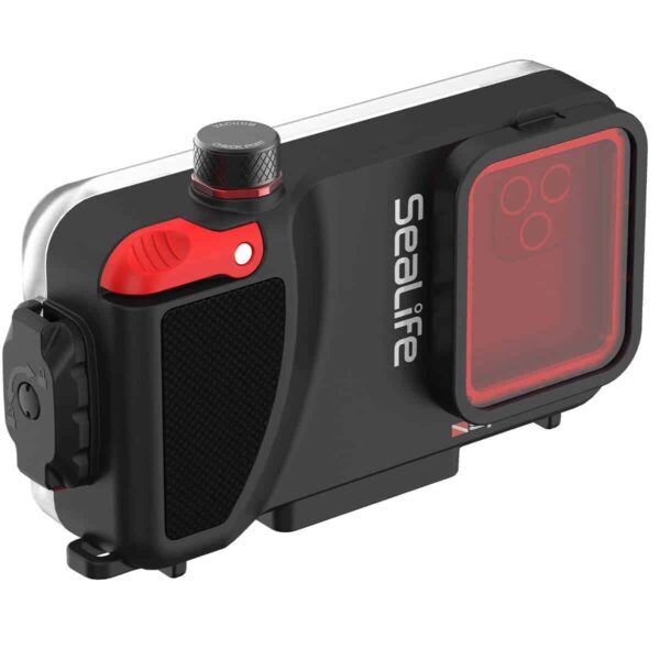 Sealife SPortDiver Housing With Red Filter Fitted Angle Views