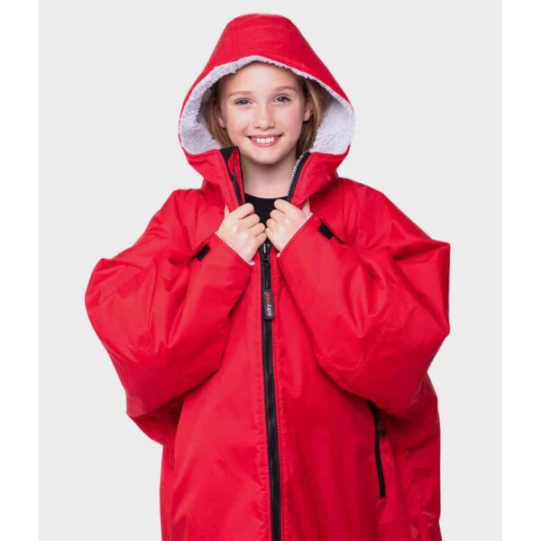 Dryrobe Kids Long Sleeve Red Grey Hood