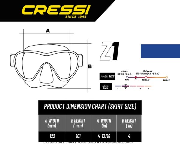 Cressi Z1 Mask Size Chart