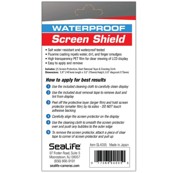 Sealife Screen Protector For SportDiver Housing SL4005 Back Of Packet