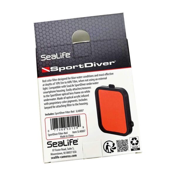 Sealife Red Filter For SportDiver Housing BAck Of Box