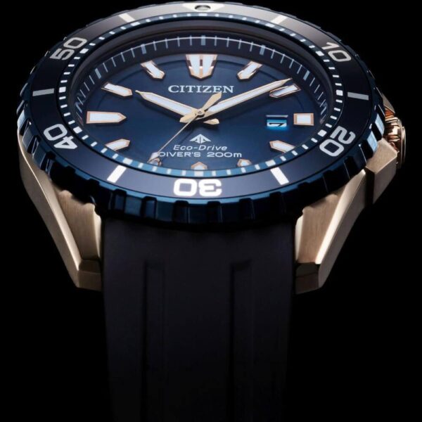 Citizen Mens Promaster Dive Watch Blue + Gold With Black Strap Style