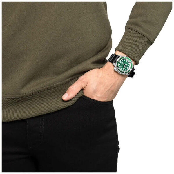 Citizen Promaster Diver Green Dial Watch BN0158-18X On Wrist
