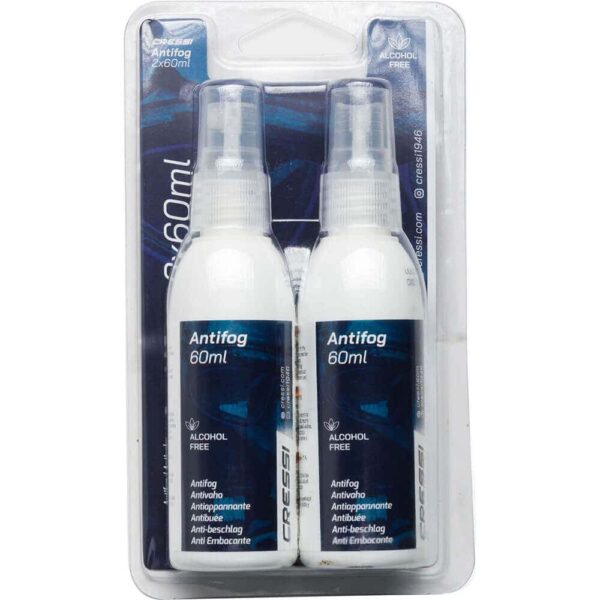 Cressi Mask Anti Fog Spray 2x60ml Twin Pack Blue Packaging
