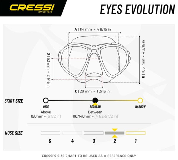 Cressi Eyes Evolution Mask Size Chart