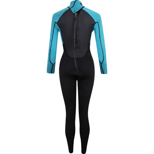 Typhoon Womens Storm3 32mm Back Zip Wetsuit 250885 Black Aqua BACK