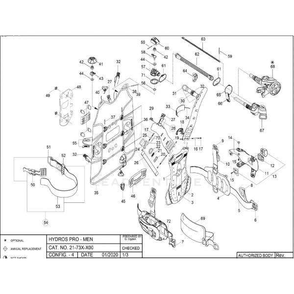Scubapro Hydros Pro BCD Parts Schematic