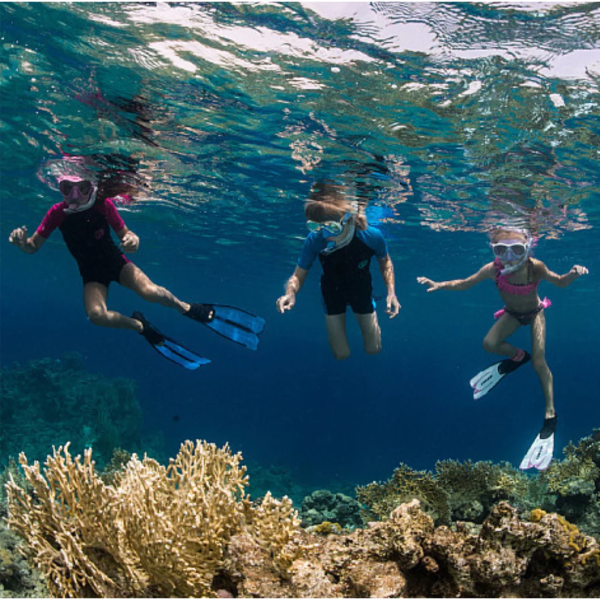 Kids Snorkelling Fins In Use Lifestyle Image