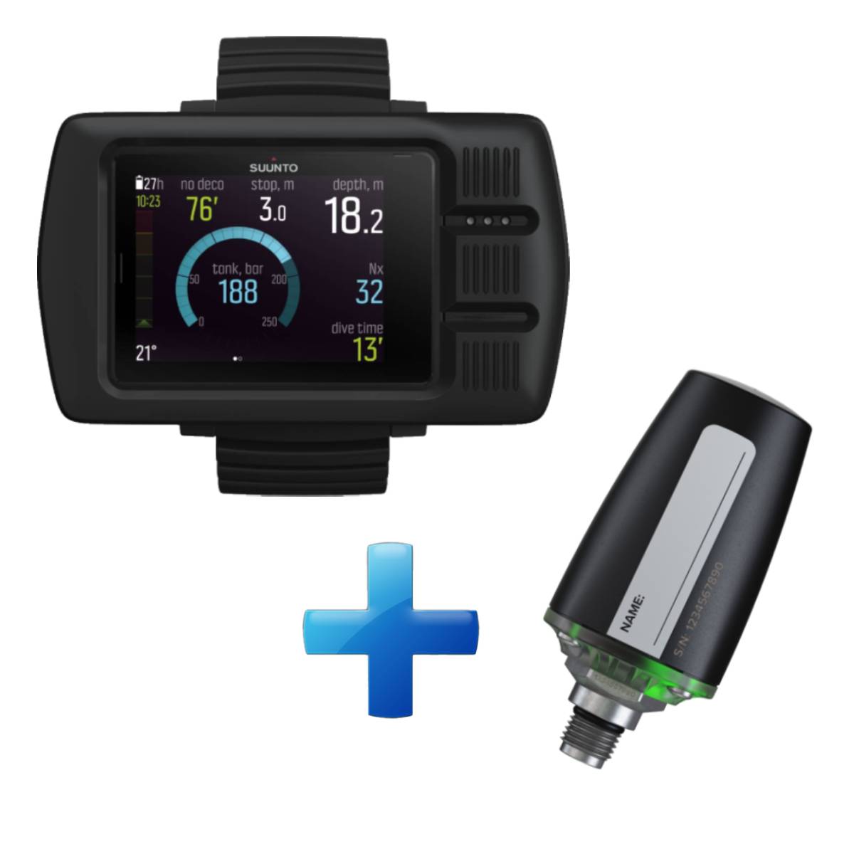 Suunto EON Steel Black Dive Computer + Tank Pod Bundle